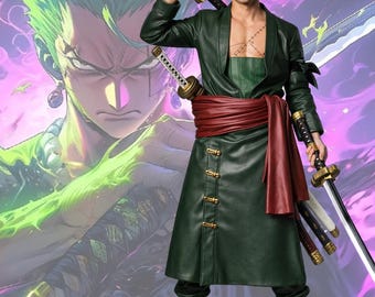 Handmade Leather Anime Cosplay Coat | Samurai Style Costume