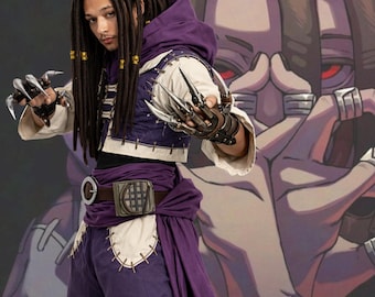 Anime Inspired Hooded Jacket | Cosplay Samurai Style Jacket | Fantasy Anime Costume Coat | Purple Hooded Anime Outfit | Cosplay Jacket