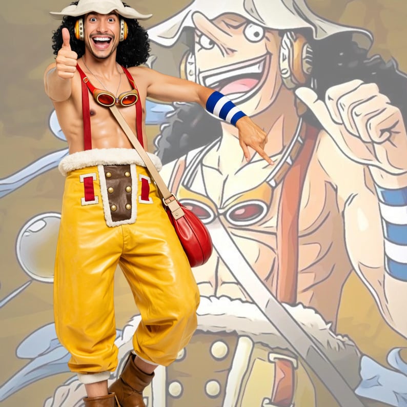 Anime Inspired Yellow Cosplay Pants, Pirate Anime Cosplay Trouser, Anime Costume Pant, Anime Cosplay Outfit Bottom, Anime Convention Costume image 1