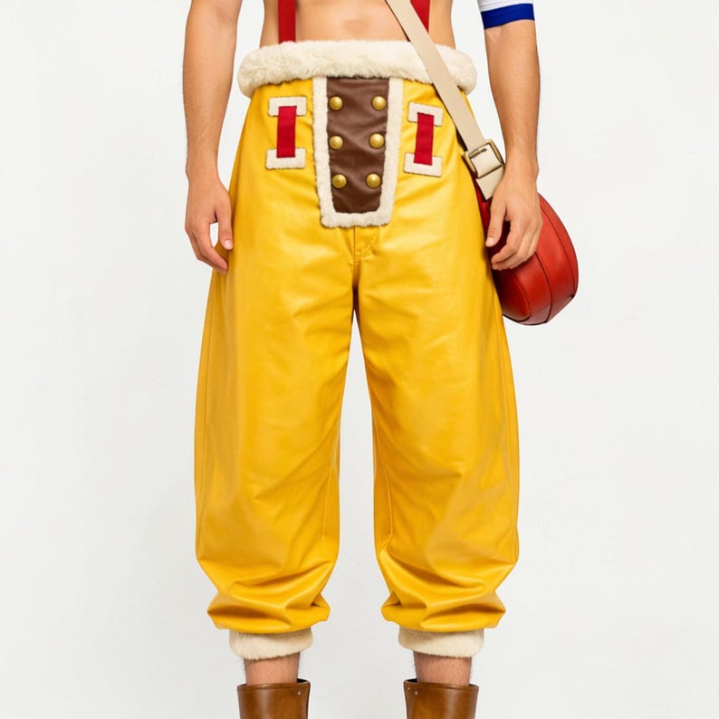 Anime Inspired Yellow Cosplay Pants, Pirate Anime Cosplay Trouser, Anime Costume Pant, Anime Cosplay Outfit Bottom, Anime Convention Costume image 5