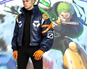 Anime Inspired Cosplay Jacket • Blue Leather Costume Coat • Unisex Anime Uniform Style Jacket • Comic Con Costume Wear