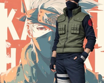 Anime Inspired Tactical Ninja Green Vest Jacket | Cosplay Costume Vest | Shinobi Style Sleeveles Jacket | Anime Cosplay Outfit | Custom Made