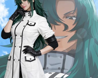 Anime Inspired Long White Trench Coat Cosplay Costume – Military Style Commander Coat – Custom Made Full Length Jacket – Convention Outfit