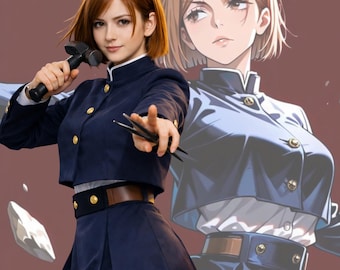 Anime Inspiriert Navy Blue Schuluniform Kostüm | Weibliches Cosplay Outfit | Japanisches Anime-Jacken-Rock-Set | Halloween Comic Con Kostüm