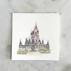 magic castle, hand-painted, print of watercolor painting, 4x4 or ornament