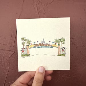 entrée du parc, peinte à la main, impression d'une aquarelle avec croquis, 4x4, encadrée ou ornementée