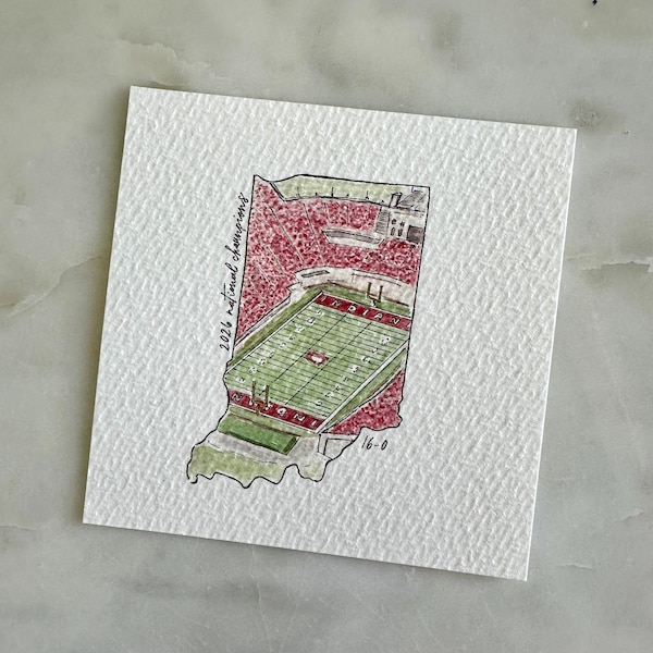 i.e. Football, handbemalt, Druck von Aquarellmalerei, Indiana Universität, 4x4