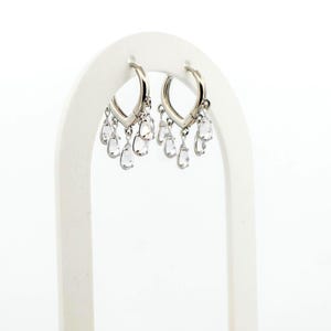 Crystal Drop Hoop Earrings, Dainty Silver Hoop Earrings, Teardrop Crystal Earrings, Bridal Jewelry, Elegant Lightweight Earrings for Women