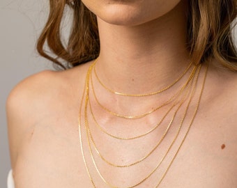 Collier chaîne torsadée délicat, collier chaîne en or, chaîne à superposition fine et simple, cadeau bijoux minimaliste de tous les jours pour elle