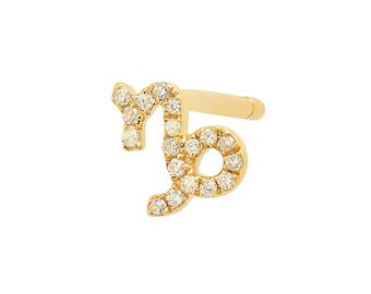 Capricorn Zodiac Stud Earrings: Dainty Sterling Silver CZ Astrology Jewelry