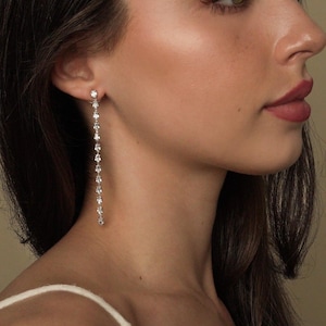 Lange Diamant Ohrringe Minimalist Brautjungfer Geschenk für Frauen Hochzeit Schmuck CZ Diamant Tropfen Ohrring Elegante Fancy Braut Ohrstecker