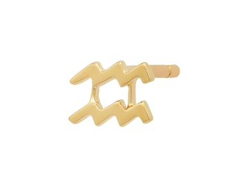 Aquarius Zodiac Stud Earrings: Sterling Silver Astrology Jewelry