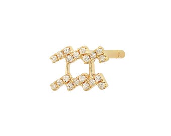 Aquarius Zodiac Stud Earrings: Dainty Sterling Silver CZ Constellation