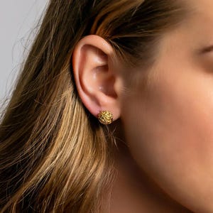 Love Knot Stud Earrings Gold Knot Stud Earrings Interlocking Love Knot Textured Stud Earrings Handmade Jewelry Gift Tangled Round Earrings