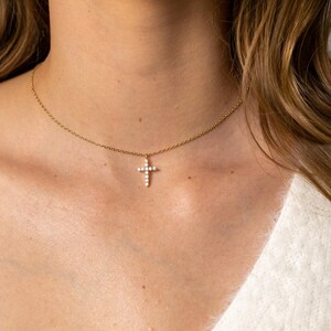 Dainty Pave Cross Necklace: Gold and Sterling Silver Christian Jewelry