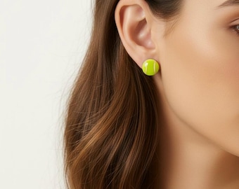 Tennis Ball Earrings, Cute Sports Jewelry Studs, Gift for Tennis Player or Coach, Tennis Lover Gift for Her