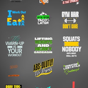 Gym SVG Bundle | Fitness Quote SVG PNG | Workout Motivation Bundle | Gym Shirt Designs | Fitness Cutting Files