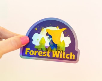 Sticker hologramme sorcière des forêts