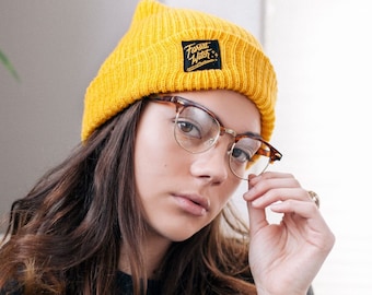 Mustard Yellow Forest Witch Knit Beanie