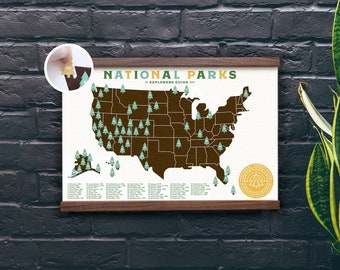 11x17 National Parks print with Tree stickers