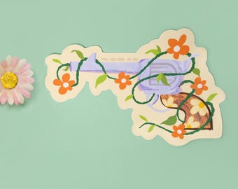 Floral Pistol - Fabric Sticker