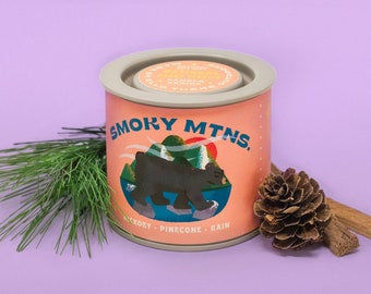 Smoky Mountain National Park Candle – Hand Poured Natural Soy Wax – Smoked Pine Tree