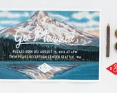 Wedding Invitation - Folded Vintage Mountain Postcard Invitation set