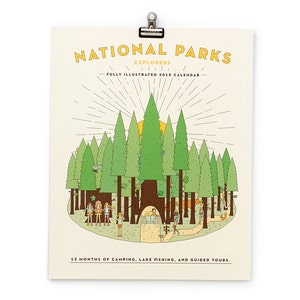 SALE - National Parks Illustrated Calendar Print 2016 8x10