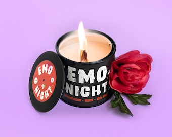 Emo Night – Vinyl Record Music Candle – Hand Poured Natural Soy Wax – Cedarwood and Rose
