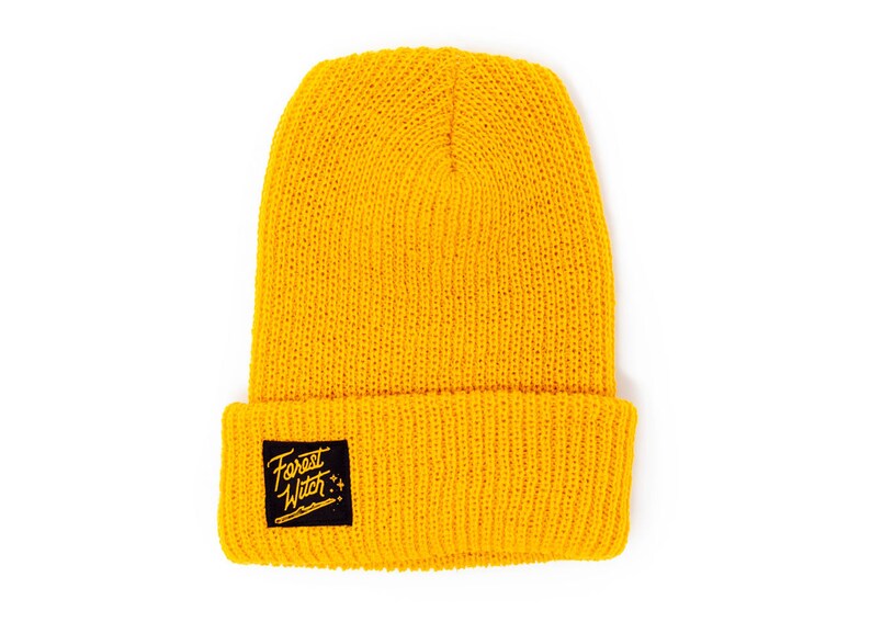 Mustard Yellow Forest Witch Knit Beanie Mustard Yellow