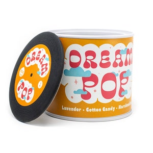 Dream Pop Handpoured Soy Candle with Playlist & Vinyl Magnet Music lover's Gift Dreamcore Cotton Candy image 3