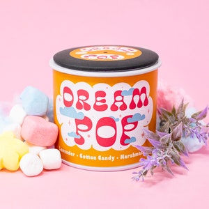 Dream Pop Handpoured Soy Candle with Playlist & Vinyl Magnet Music lover's Gift Dreamcore Cotton Candy image 1