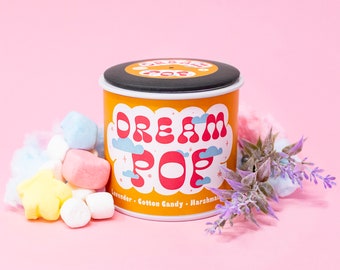 Dream Pop Handpoured Soy Candle with Playlist & Vinyl Magnet - Music lover's Gift - Dreamcore - Cotton Candy