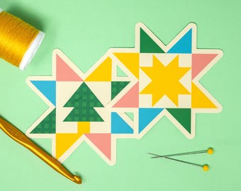 Quilting Stars - Vintage Quilting Fabric Sticker