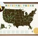 National Parks Map print with Tree Stickers and frame to keep track of your travels 