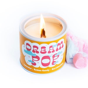 Dream Pop Handpoured Soy Candle with Playlist & Vinyl Magnet Music lover's Gift Dreamcore Cotton Candy image 4
