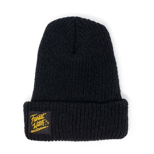 Mustard Yellow Forest Witch Knit Beanie Black