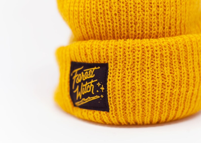 Mustard Yellow Forest Witch Knit Beanie image 7