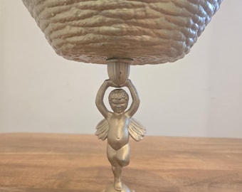 Vintage Cherub with Glass Bowl