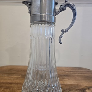 Mid Century Claret Decanter with Ice insert and Silver Plated Lid