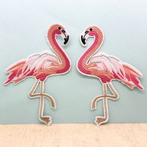 Flamingo Iron on Patch 5.6&quot; Large Flamingo Patch Flamingo Embroidery Patch Flamingo Applique Bird Patch