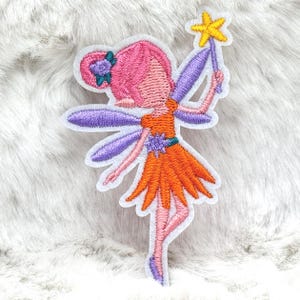 Aplique termocolante de fada de 8,1 cm (3,2"), aplique de fada, aplique de princesa, aplique termocolante de princesa, emblema de fada bordado.