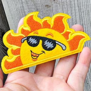 Sun Iron on Patch 3.9&quot; Happy Sun Patch