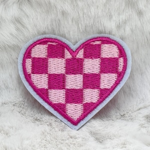 Pink Heart Iron on Patch 2" Embroidered Pink heart Patch