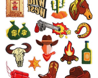 Cowboy Iron on Patch Embroidered Cowgirl Iron on Patch Halloween Patch Cowboy Badge Hip Hop Style Patch