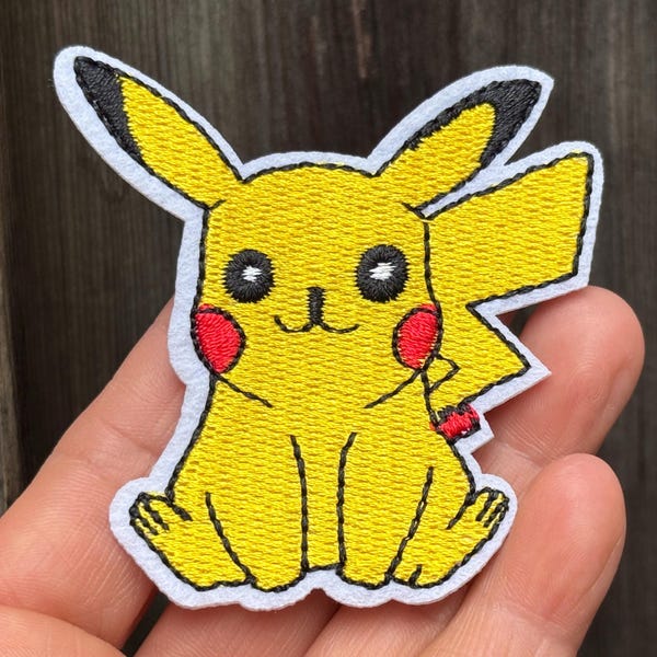 Pikachu Iron On Patch 2.6" Embroidered Pikachu Patch