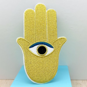 Hamsa Hand Iron on Patch 5.2&quot; Embroidered Hamsa Hand Patch