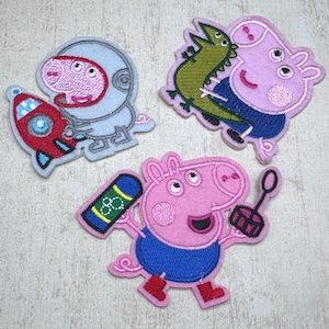 Patch de ferro-gusa Patch de ferro-gusa Patch bordado de George Peppa Pig Patch de ferro-gusa Patch de desenho animado Patch de princesa bordado Patch de esqui Peppa