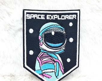 Parche termoadhesivo de explorador espacial de 3.5" Parche bordado de explorador espacial Parche termoadhesivo de astronauta Parche de astronauta