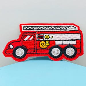 Fire truck Iron on Patch 3.2&quot; Embroidered Fire truck Patch Fire truck Applique